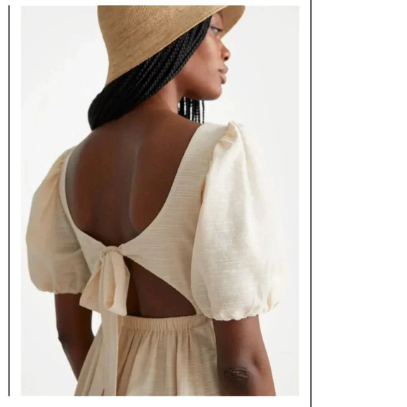 & Other Stories Beige Midi Dress with Puff Sleeves - Picture 7 of 16